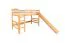 Hochbett mit Rutsche 80 x 190 cm, Buche Massivholz Natur lackiert, umbaubar in ein Einzelbett, "Easy Premium Line" K30/n