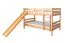Großes Stockbett mit Rutsche 120 x 200 cm, Buche Massivholz Natur lackiert, teilbar in zwei Einzelbetten, "Easy Premium Line" K32/n