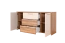 Schlafzimmer - Set C Gataivai, 4-teilig, Farbe: Beige Hochglanz / Walnuss