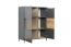 Vitrine Vaitele 22, Farbe: Anthrazit Hochglanz / Walnuss - 117 x 92 x 40 cm (H x B x T)
