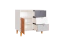 Jugendzimmer - Kommode Syrina 03, Farbe: Weiß / Grau / Eiche - Abmessungen: 97 x 104 x 55 cm (H x B x T)