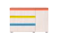 Kinderzimmer - Kommode Peter 03, Farbe: Kiefer Weiß / Orange / Gelb / Türkis - Abmessungen: 84 x 126 x 44 cm (H x B x T)